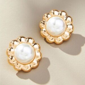 Anthropologie Halo Pearl Earrings